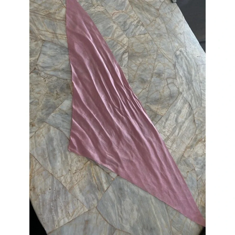 Pink Shimmer Hair Scarf and Matching Scrunchie‎ Set Dusty Rose Silky Accessory